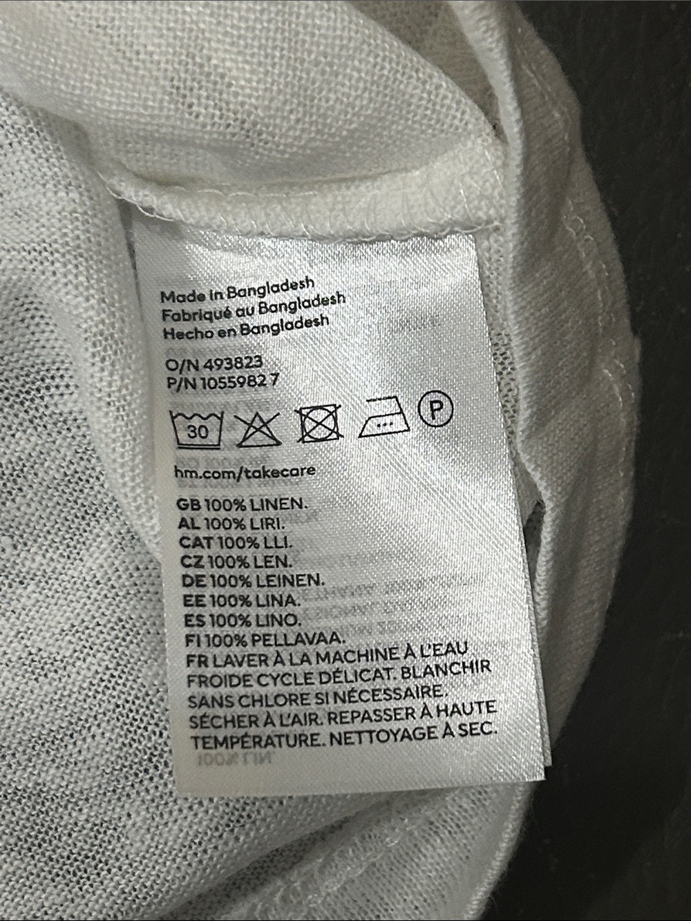 H&M Lightweight V-Neck 100% Linen Tee in White sz XXL - Picture 4 of 5